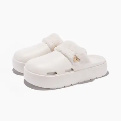 2025 New Outdoor Thick-Soled Height-Increasing Furry Shoes for Women, Autumn and Winter Fashionable Warm Plush Cotton Slippers, Internet Celebrity Hot Style
