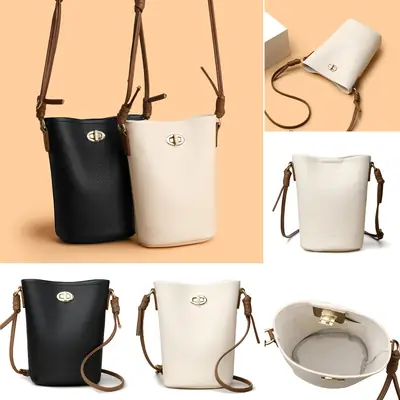 Women's 2-Piece Leather Underarm Bags Black White