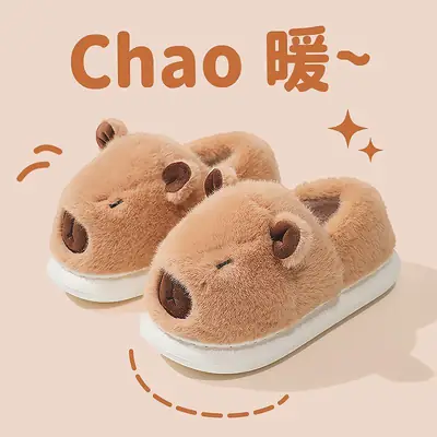 Kapibala Warm Cotton Slippers for Women in Autumn and Winter Indoor Home Comfort Thickeneded Cute Outer Wear Cotton Slippers for Couples