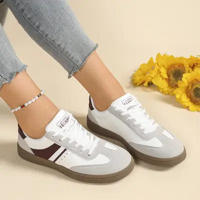 Amazon Retro German Training Shoes for Women 2025 Spring New Lace-Up Fashion Casual Sports Shoes Thick-Soled Sneakers Export