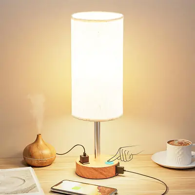 Wooden Touch Dimming Night Light for Bedside