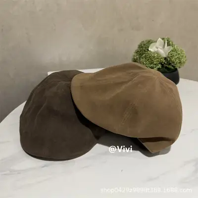 Suede Beret Women Large Head Circumference Autumn Winter