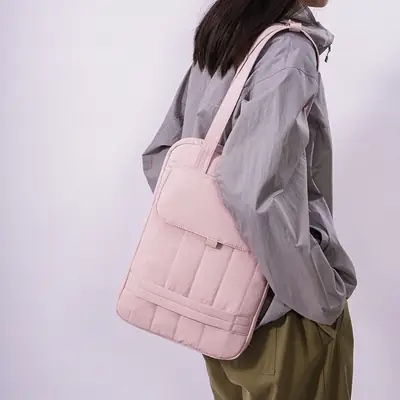 Pink Quilted Shoulder Bag for Laptops & Commuters