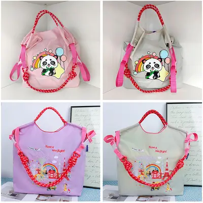 Trendy Cartoon Embroidered Canvas Tote Bag