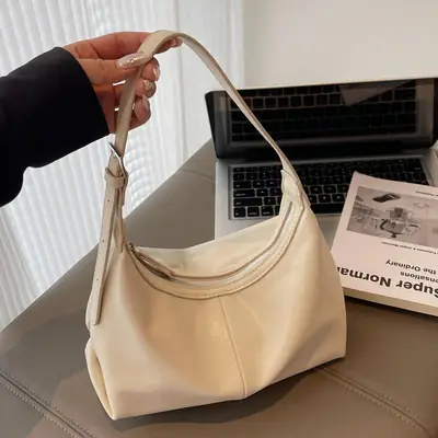 Women's Creamy Leather Shoulder Bag 2025