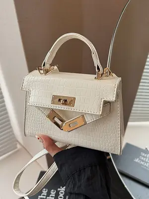 Women's 2025 Croc Leather Shoulder Crossbody Bag