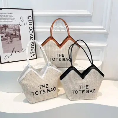 Women Straw Tote Bag Niche Design Shoulder Bag 2025