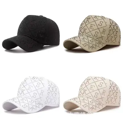 Korean Style Diamond Letter Baseball Caps for Women