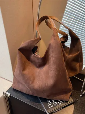 Women Cross-Border Retro Soft Suede Shoulder Bag Brown 2026