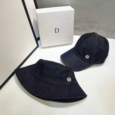 Women's Navy Blue Peaked Cap with Button