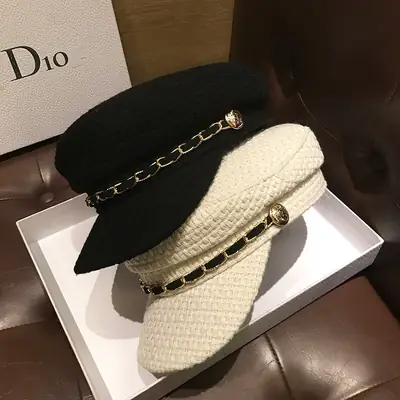 Japanese-Style Flat Top Navy Cap for Women