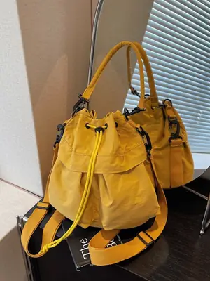Yellow Drawstring Bucket Bag for Women 2025