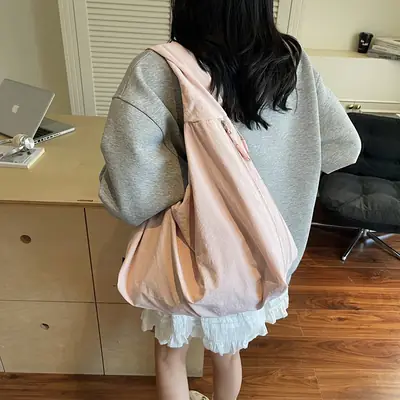 Women's Pink Shoulder Bag with Ruffled Skirt
