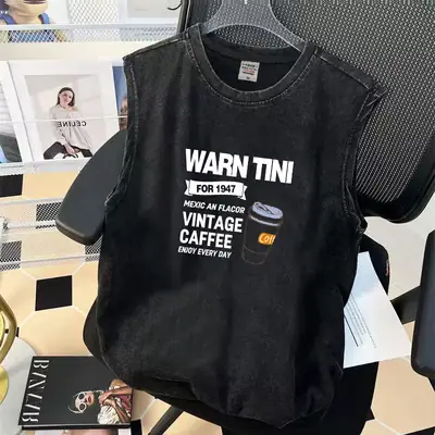 Boys Sleeveless T-Shirt Black Medium Large