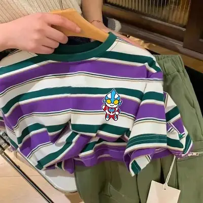 Boys Striped Mickey T-Shirt 2025 Summer