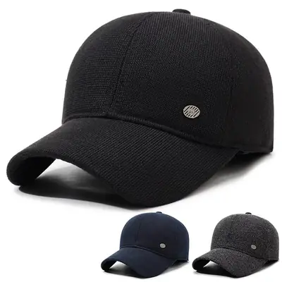 Men Winter Warm Fleece Cap Black Baseball