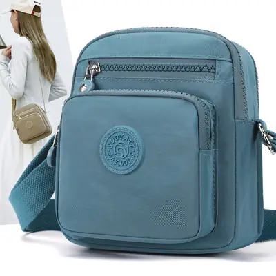 Women's Blue Canvas Crossbody Bag Mini Oxford Cloth Single Shoulder