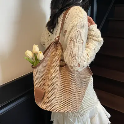 Lightweight Straw Tote Bag for Women, Large Capacity, New Arrival