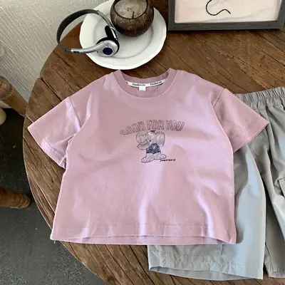 Boys Pink Graphic T-Shirt Short Sleeve Summer Wear