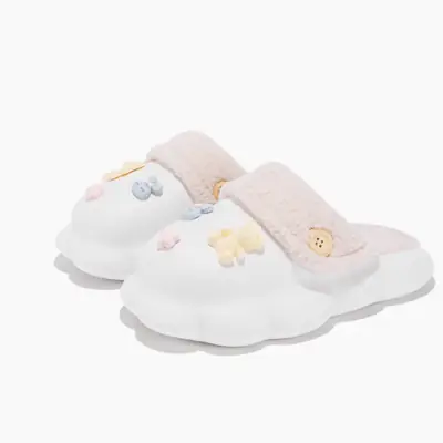 Women's Cute Cotton Fluffy Slippers White