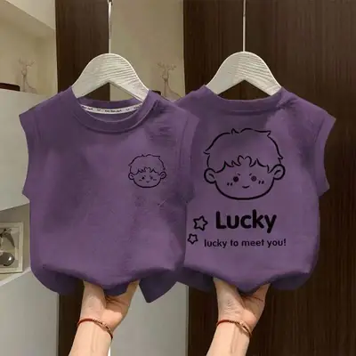 Pure Cotton Baby Vests Short Sleeve Summer Boys Tops