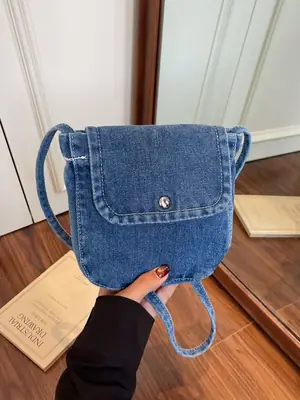 Denim Crossbody Bag for Women Retro Casual Mobile Phone Bag