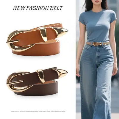 Gold Alloy Three-Piece Belt Set for Women