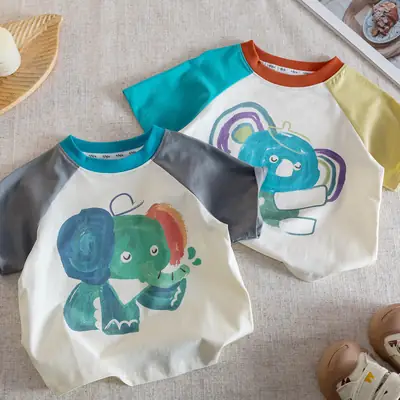 Cartoon Elephant T-Shirt for Boys Pure Cotton Summer