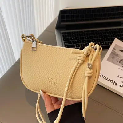 Women Pebbled Shoulder Bag Yellow 2025 Summer