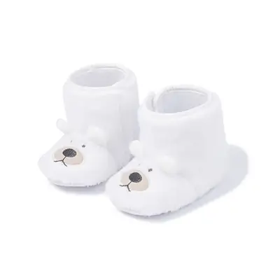 White Velvet Bear Baby Shoes for Baby Boots