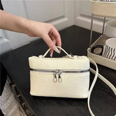 Women's Square Bag with Leather Texture & Shoulder Strap