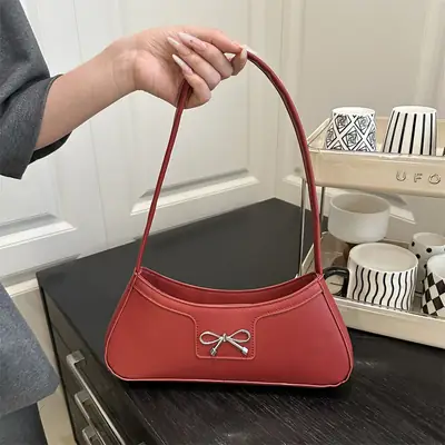 Red Bow Underarm Bag for Women 2025