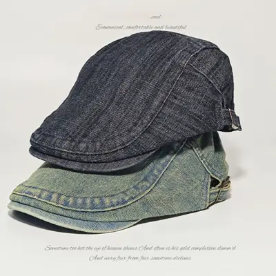 Women Denim Distressed Hat Retro Forward Retro Painter Beret Wholesale
