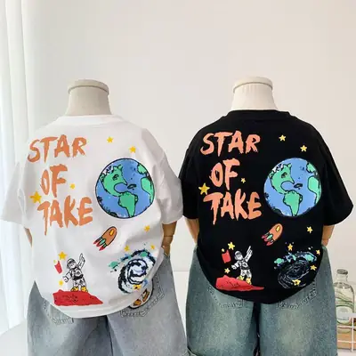 Kids Star of Take T-Shirt 2025 Korean Style Casual