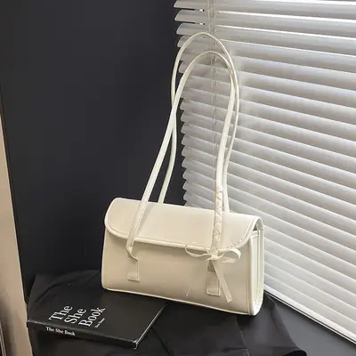 Women's White Bow Tie Shoulder Bag 2025