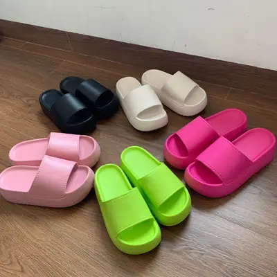 Women Thick Sole Slippers 2025 Summer Pink Black Green White