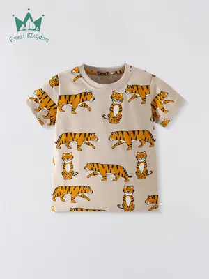Kids Tiger Print Cotton T-Shirt Summer 2025
