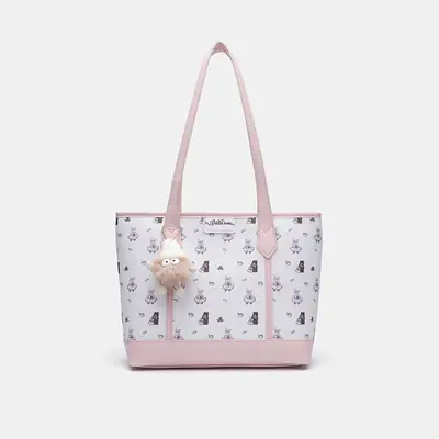 Cute Pink Printed Tote Bag for Girls