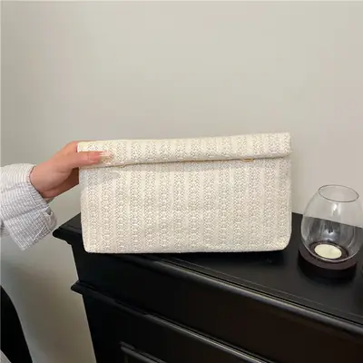 Women Straw Crossbody Bag Small Square Design