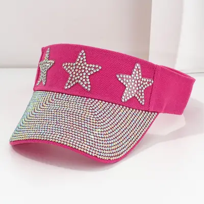 Star Rhinestone Adjustable Baseball Cap Pink