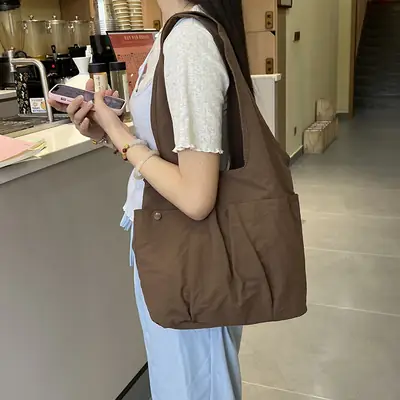 Women's Brown Textured Shoulder Tote Bag 2025 Spring New Style