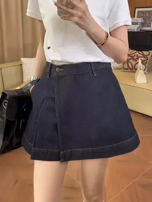 Dark Blue Slimming Denim Shorts High Waist 2025