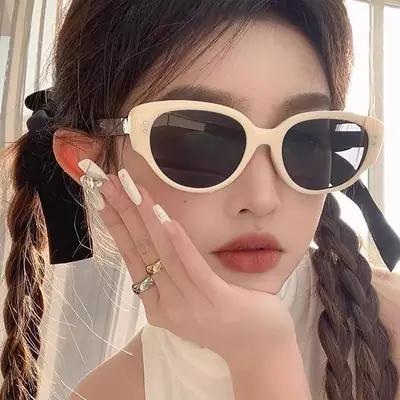 Men's Black Cat-Eye Anti-UV Sunglasses