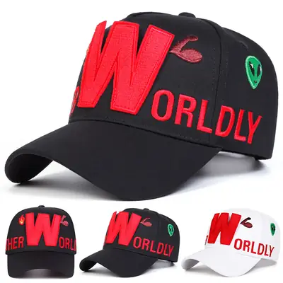 Red "WORLDLY" Cap for Women Men Baseball Cap