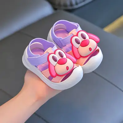 Children's 2024 New Sandals Baotou Soft Bottom Baby Non-Slip Men's and Women's Cartoon Baby Walking Shoes for Outer Wear