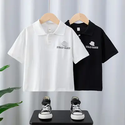Kids White Polo Shirt Boys 2025 Summer Loose Fit