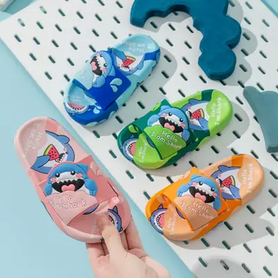 Children's Slippers Cartoon Cute Watermelon Shark Family Indoor Home Non-Slip Outer Wear Summer Baby Bathroom Soft Bottom