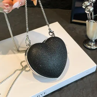 Heart Shaped Black Diamond Bag for Women