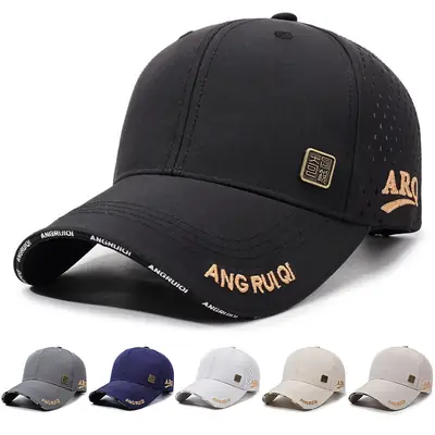 Men Black Mesh Sun Hat Adjustable Strap Lightweight