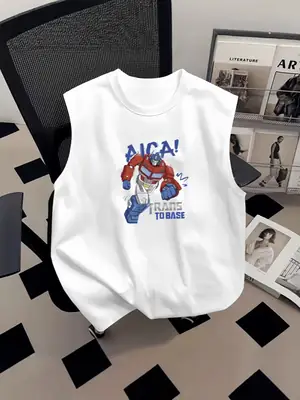 Boys 100% Cotton Sleeveless Vest White Summer